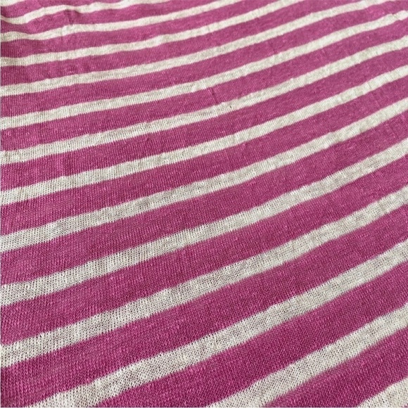 Lauren Ralph Lauren 100% Linen Top Shirt Womens L Pink White Striped 3/4 Sleeve - Picture 4 of 8